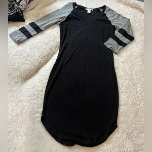 Bozzolo Black and Gray Long Sleeve Dress
